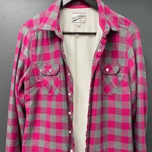 BC Clothing pink and gray plaid lined jacket